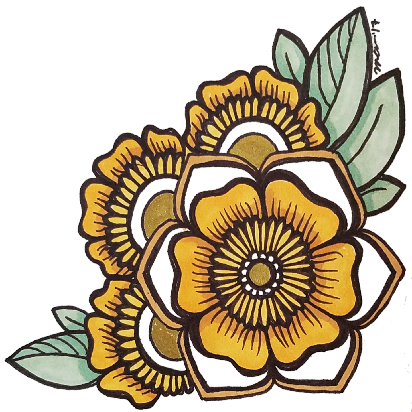 Orange Marigold Flower Sticker
