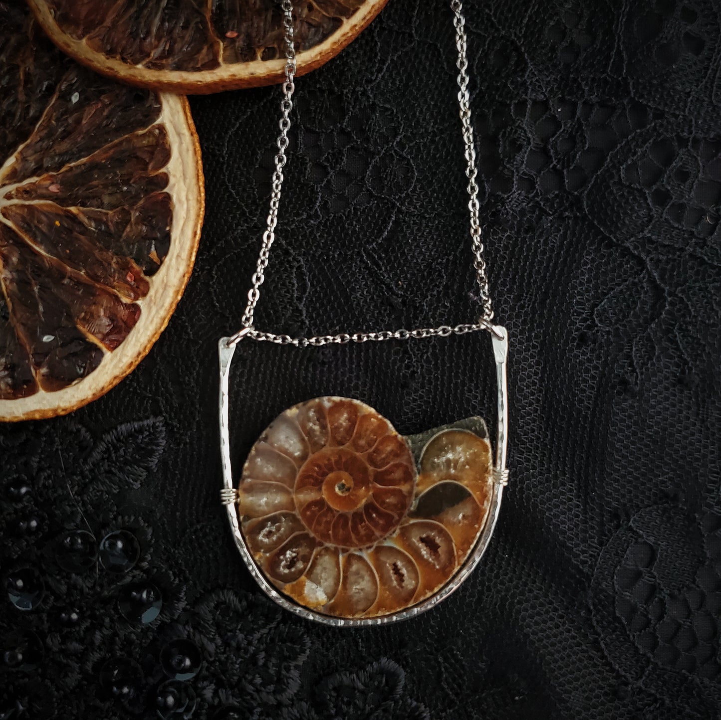Ammonite Cradle Necklace
