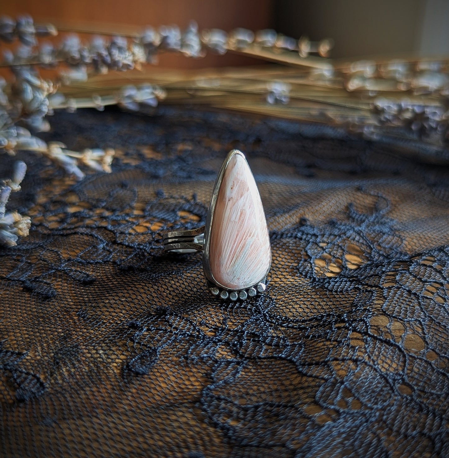 Scolecite Dagger Ring- Size 11