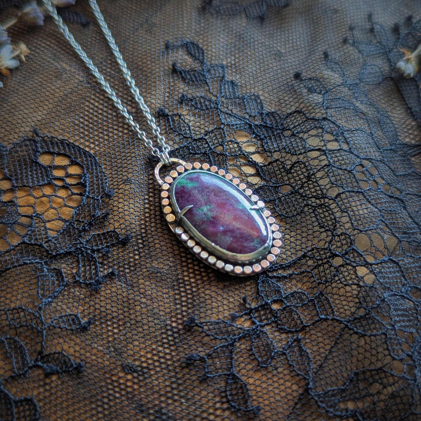 Ruby Zoisite Oval Necklace