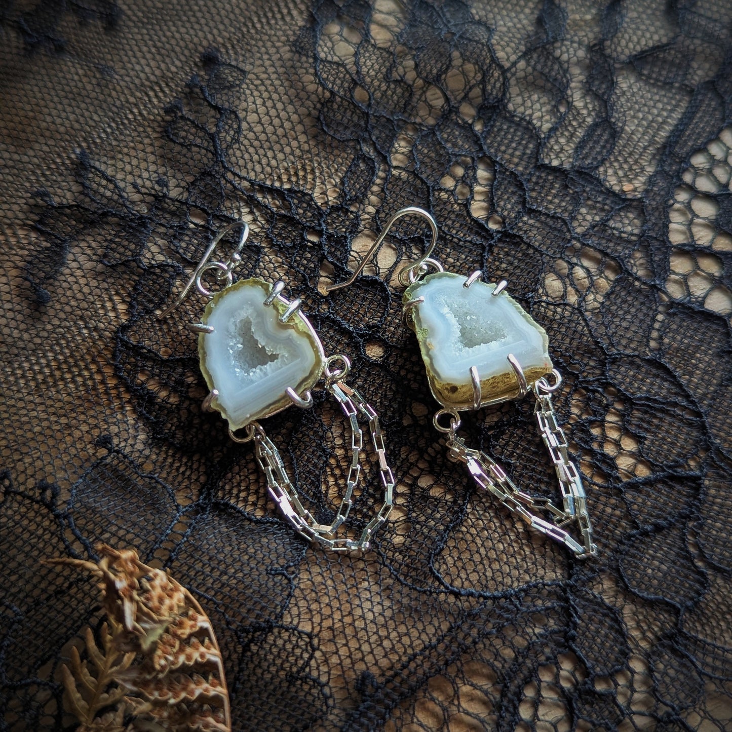 White Geode Drip Earrings