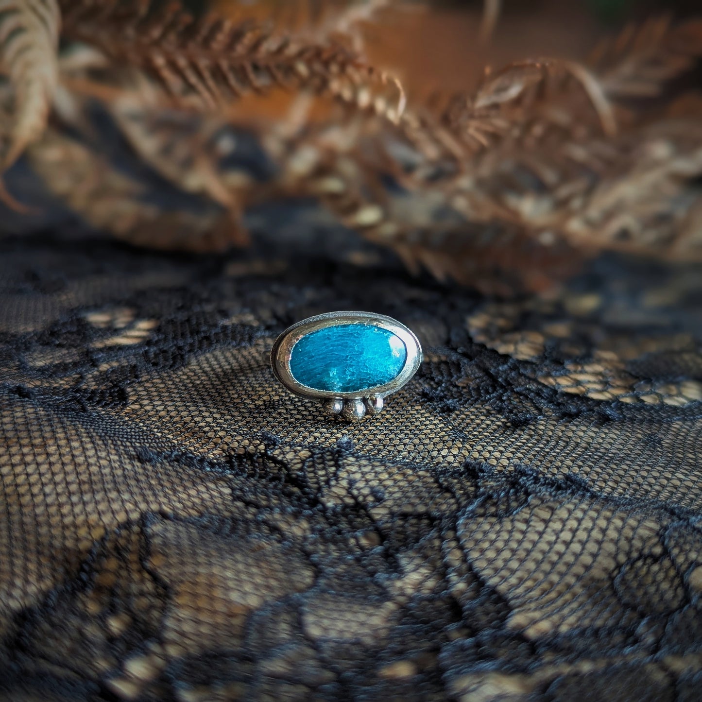 Bright Blue Bubble Ring-Size 7