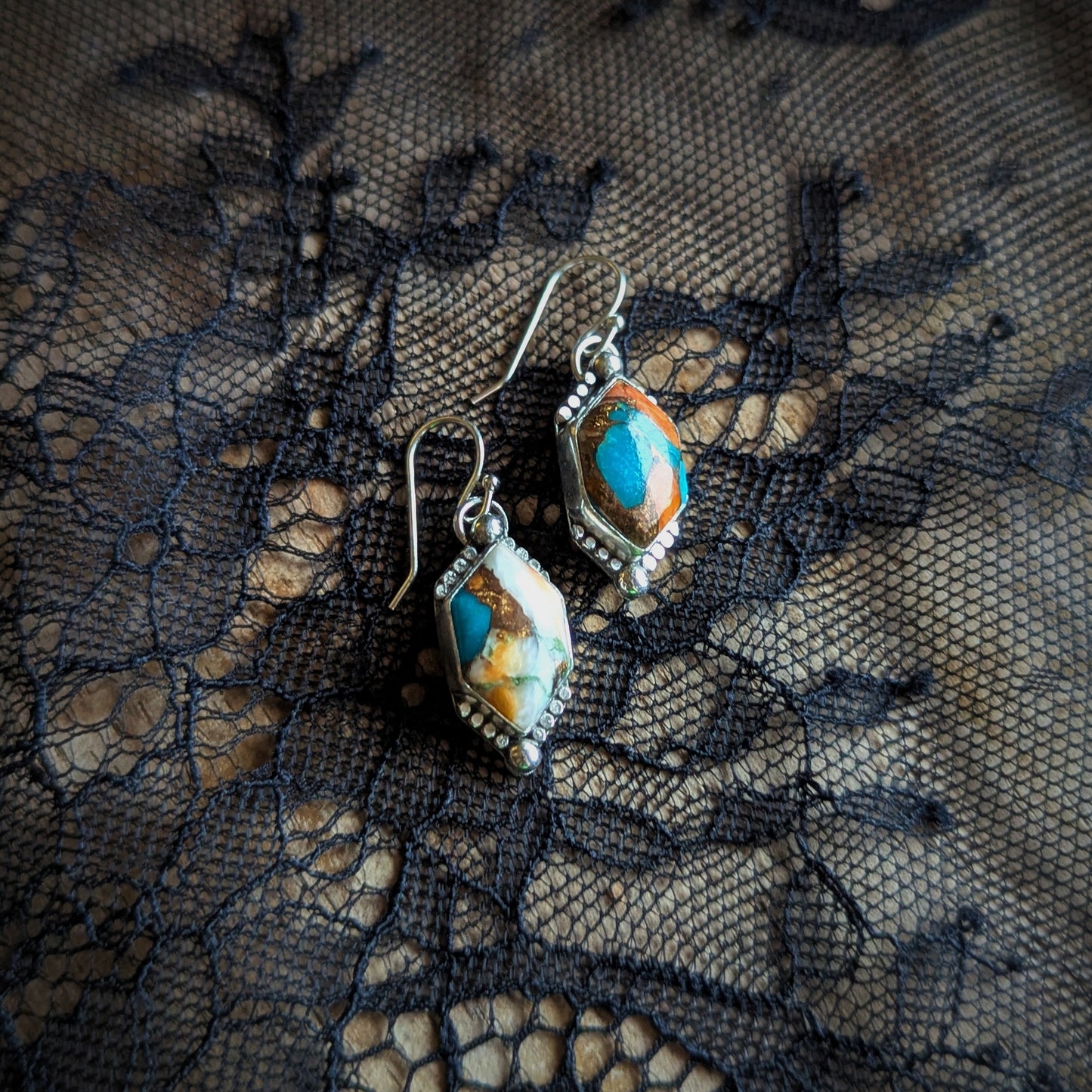 Spiny Oyster Turquoise Ornament Earrings