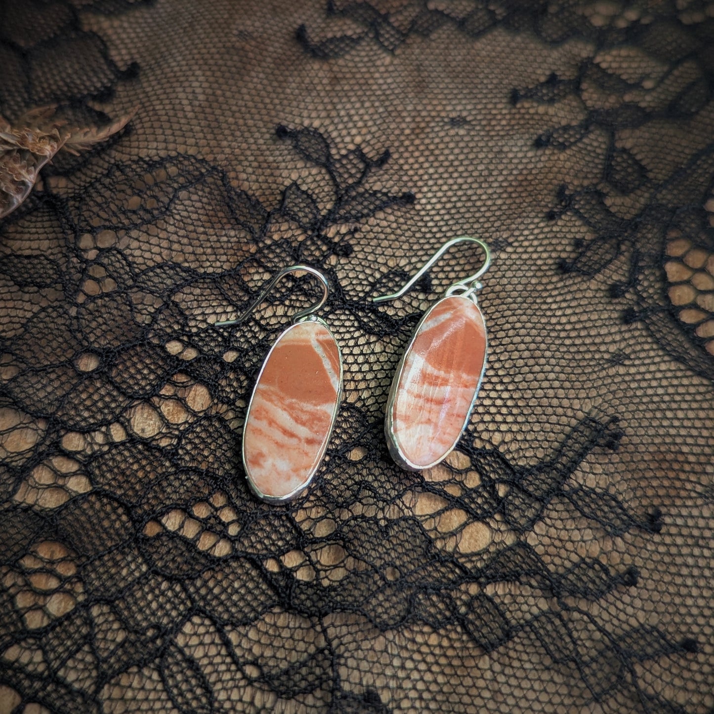 Zebra Jasper Oval Earrings
