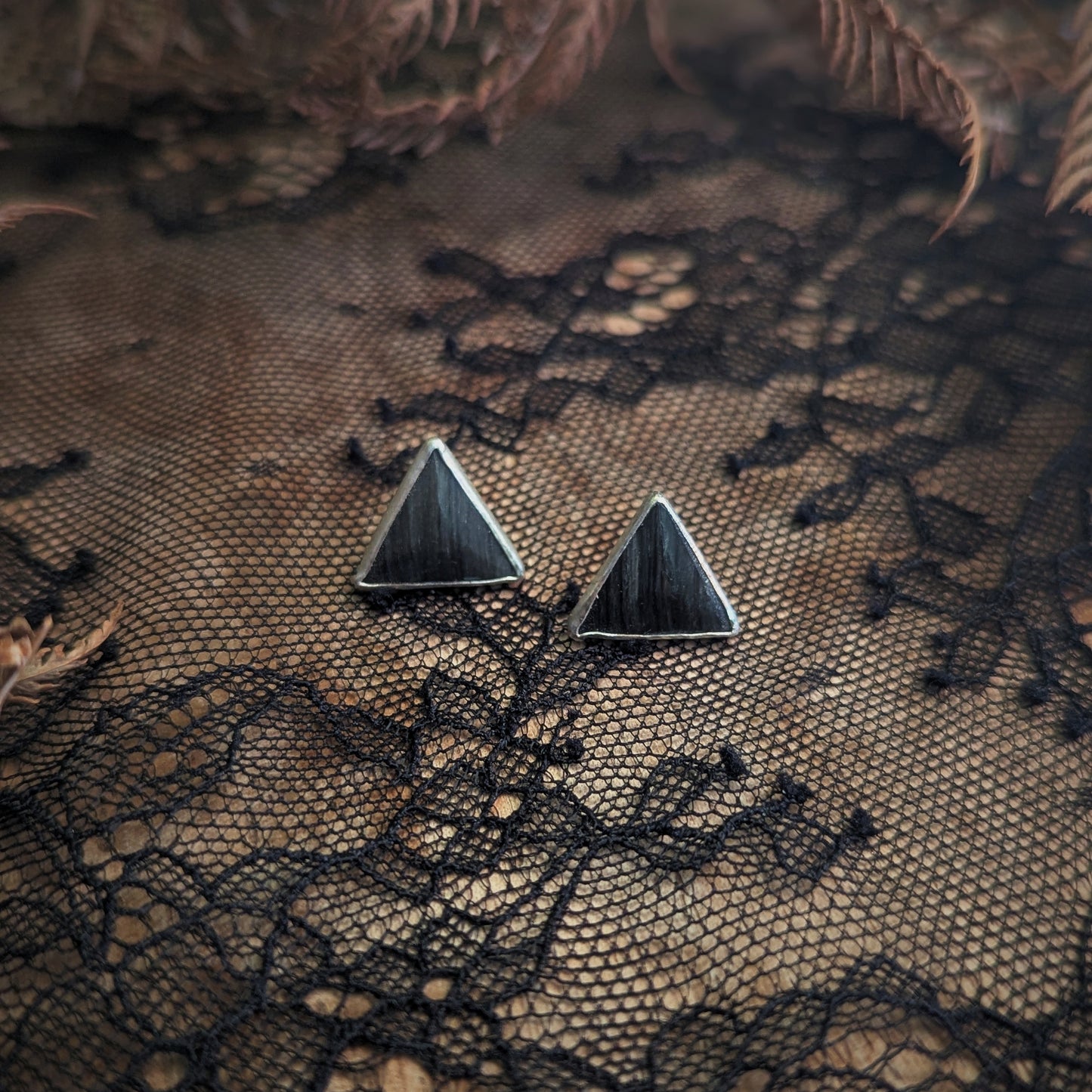 Obsidian Triangle Studs