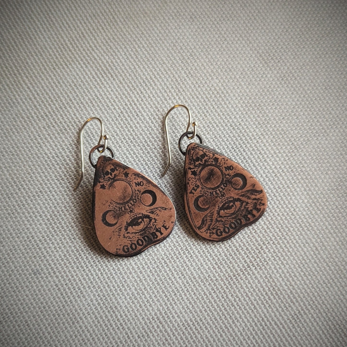 Copper Ouija Planchette Earrings