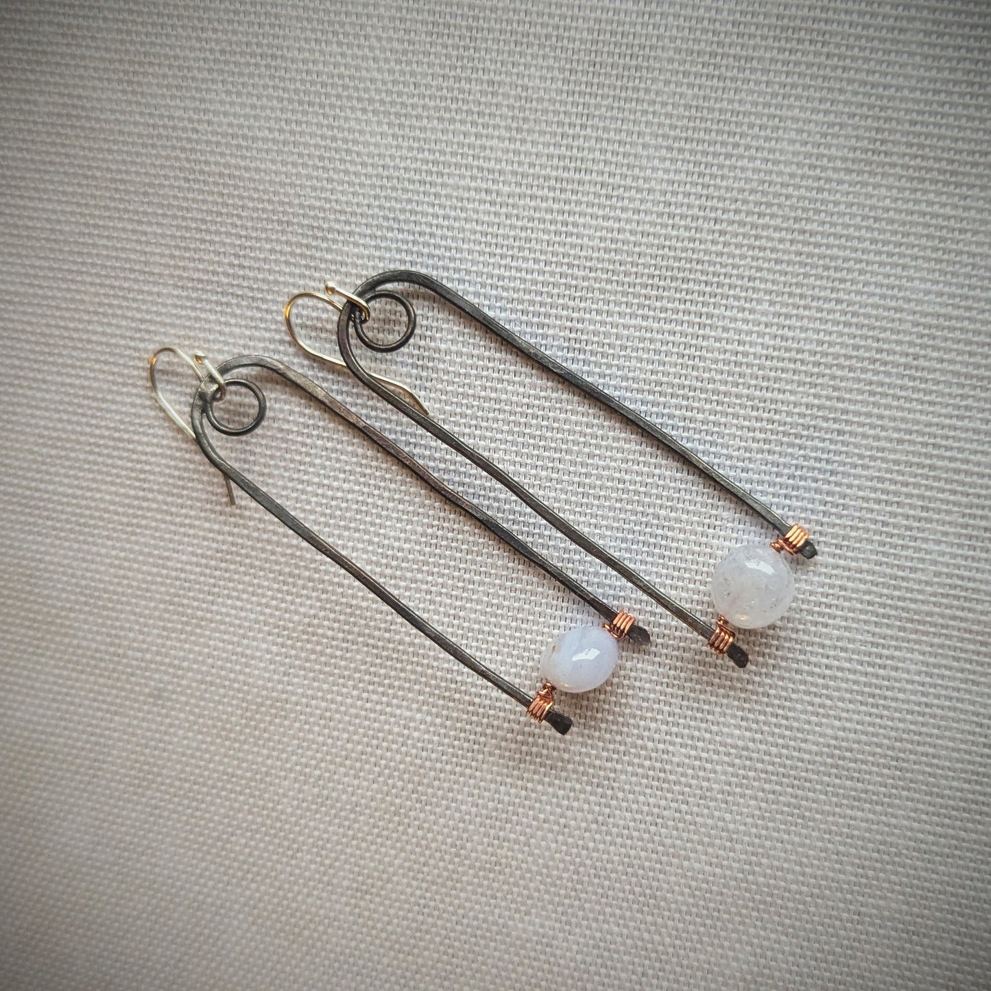 Copper Blue Lace Agate Turn Earrings