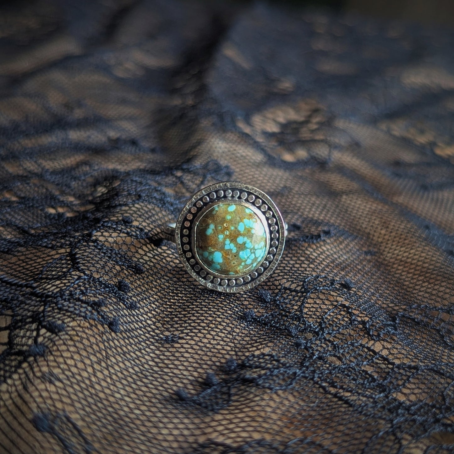 Double Halo Turquoise Ring- Size 10