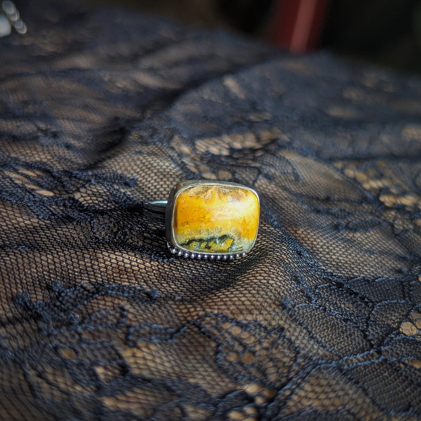 Bumblebee Jasper Horizon Ring- Size 8