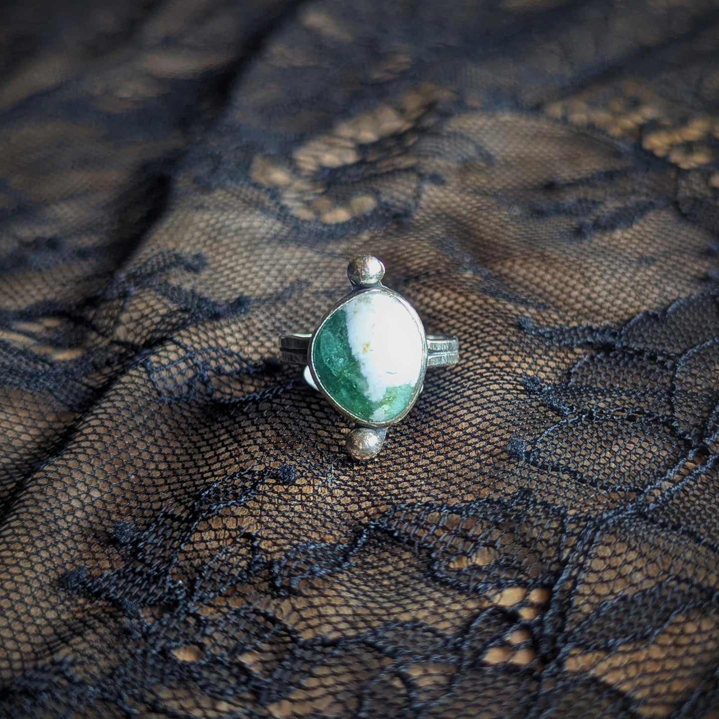 Chrysoprase Dot Ring- Size 6