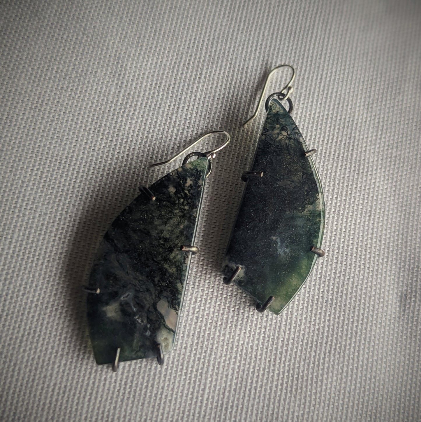 Copper Moss Agate Wing Earrings