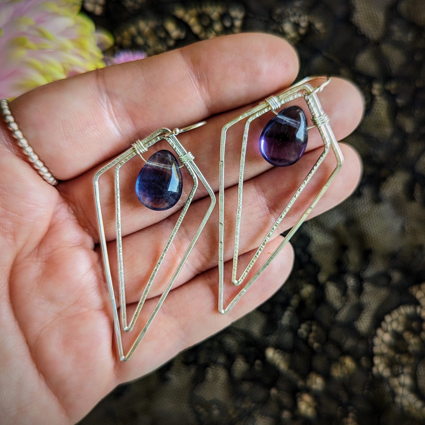 Fluorite Double Diamond Earrings
