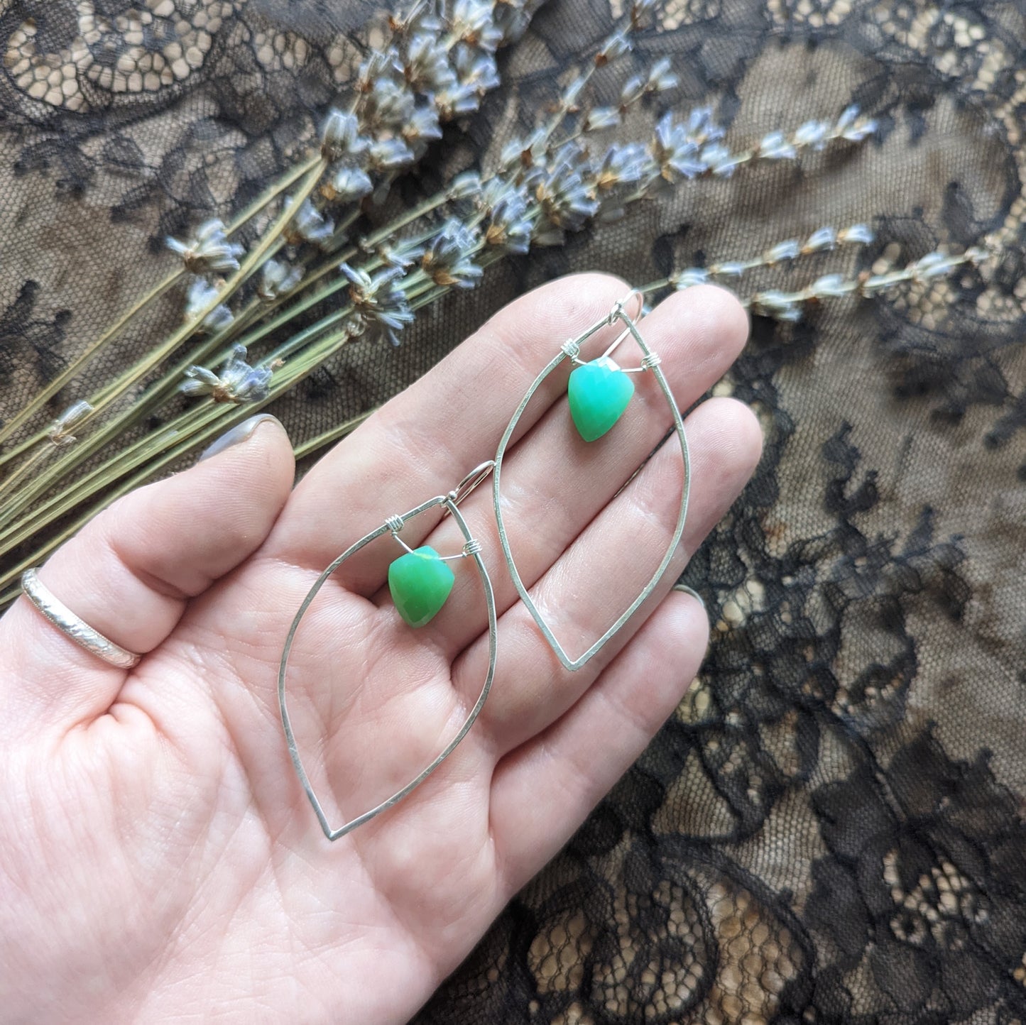Chrysoprase Petal Earrings