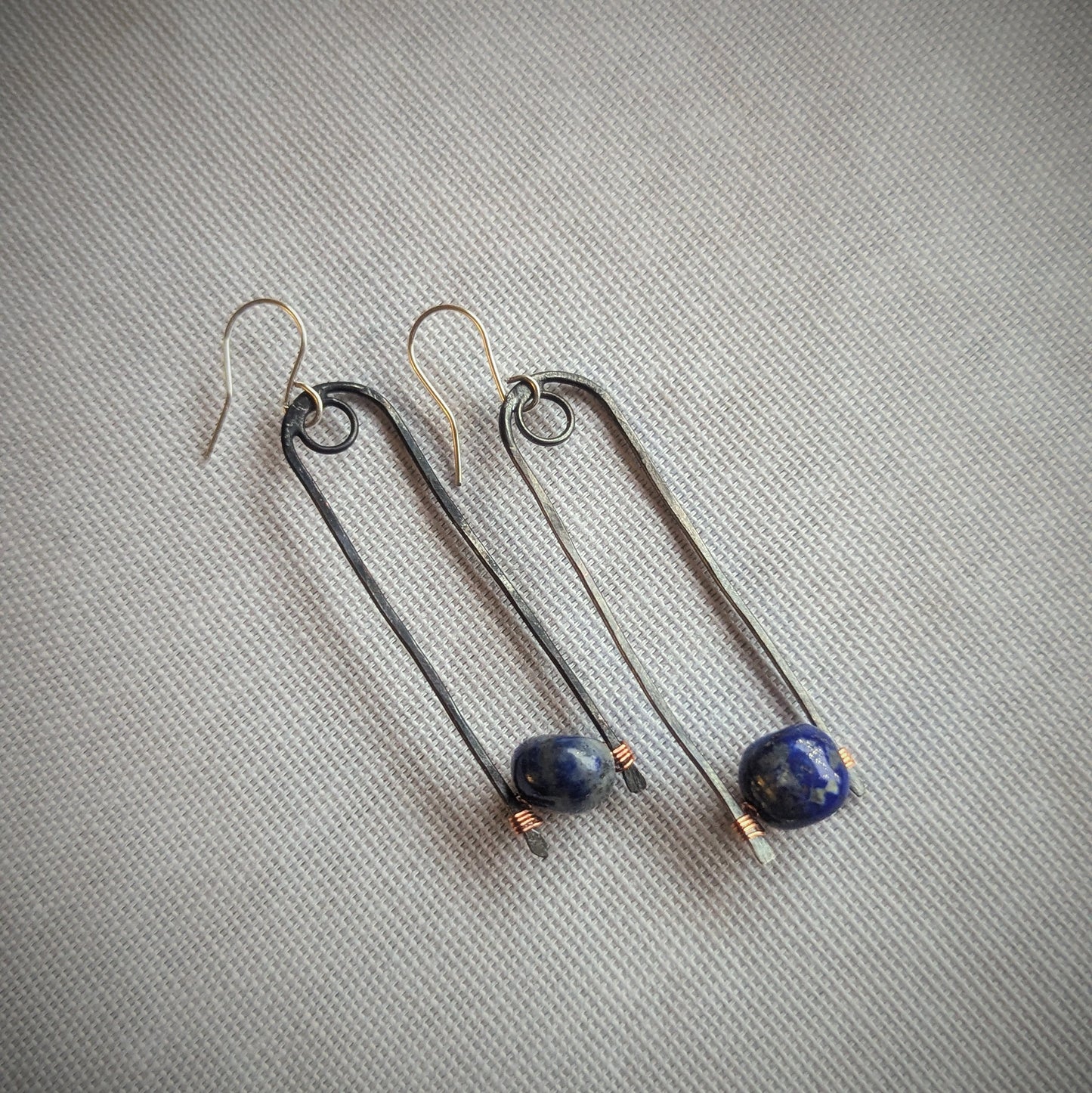 Copper Lapis Turn Earrings