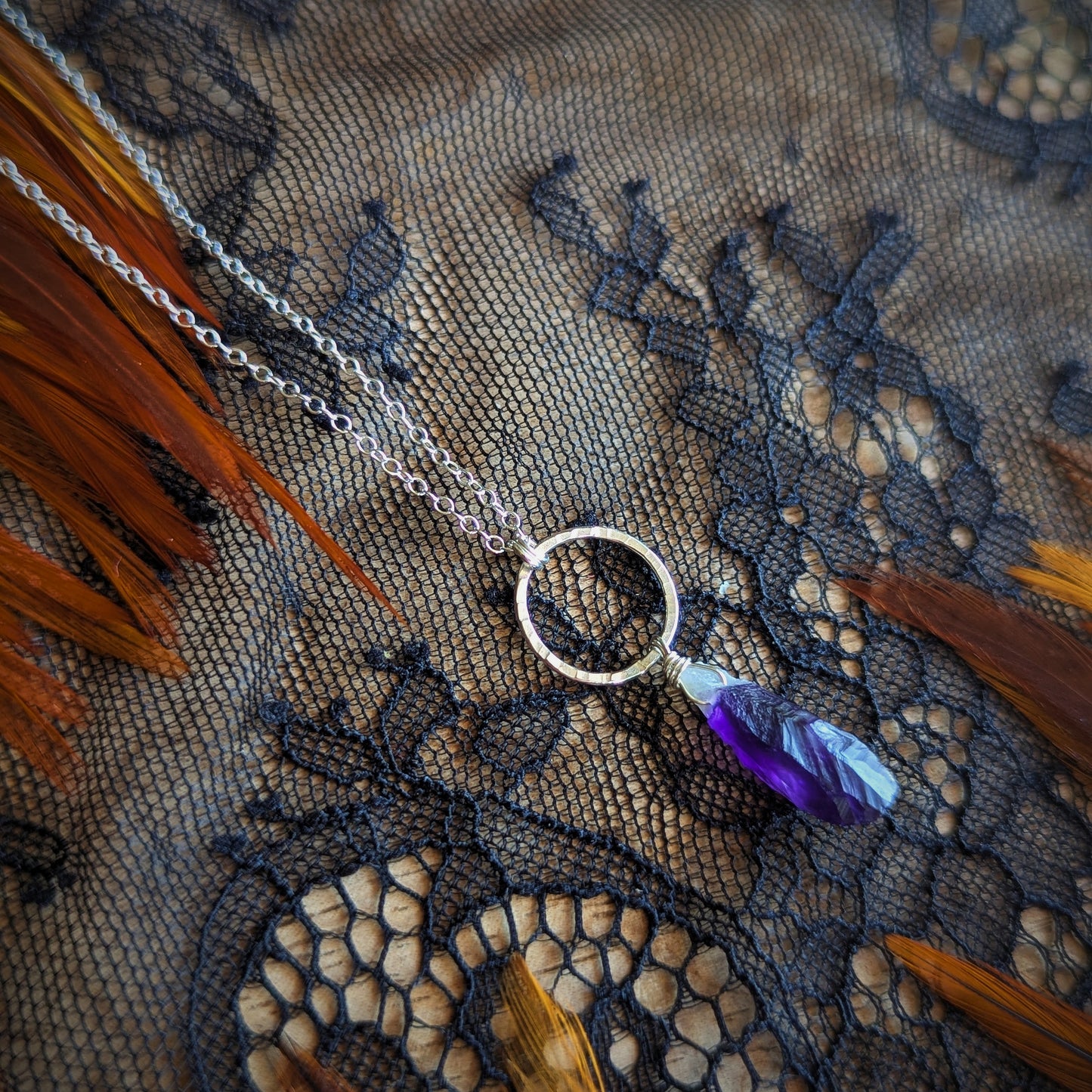 Raw Amethyst Charm Necklace