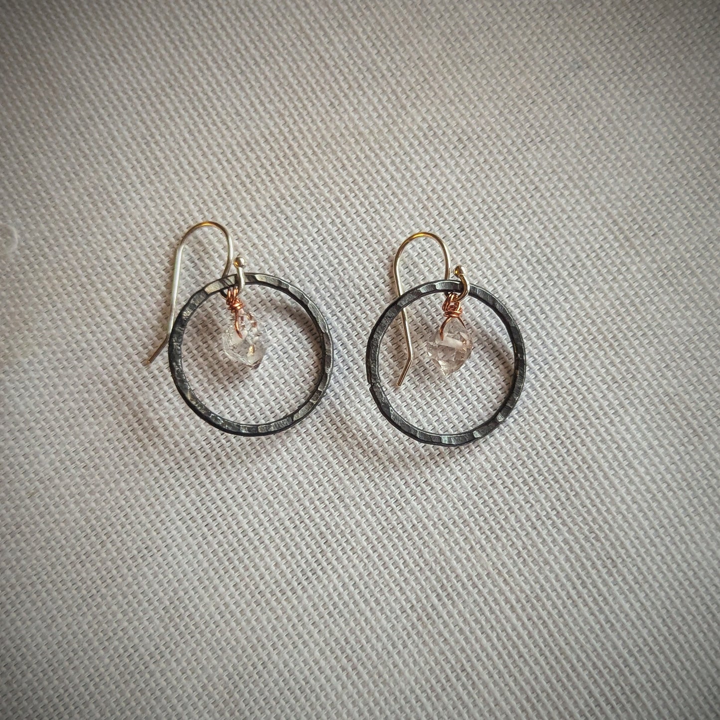 Copper Herkimer Diamond Roundabout Earrings