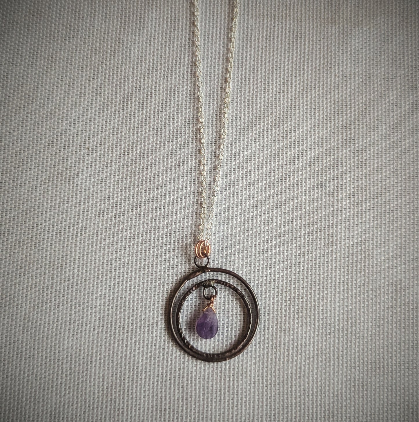 Copper Amethyst Crest Necklace