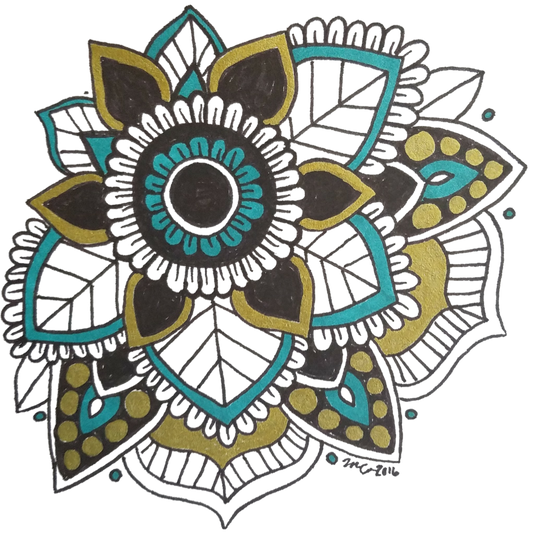 Teal Ornate Flower Sticker