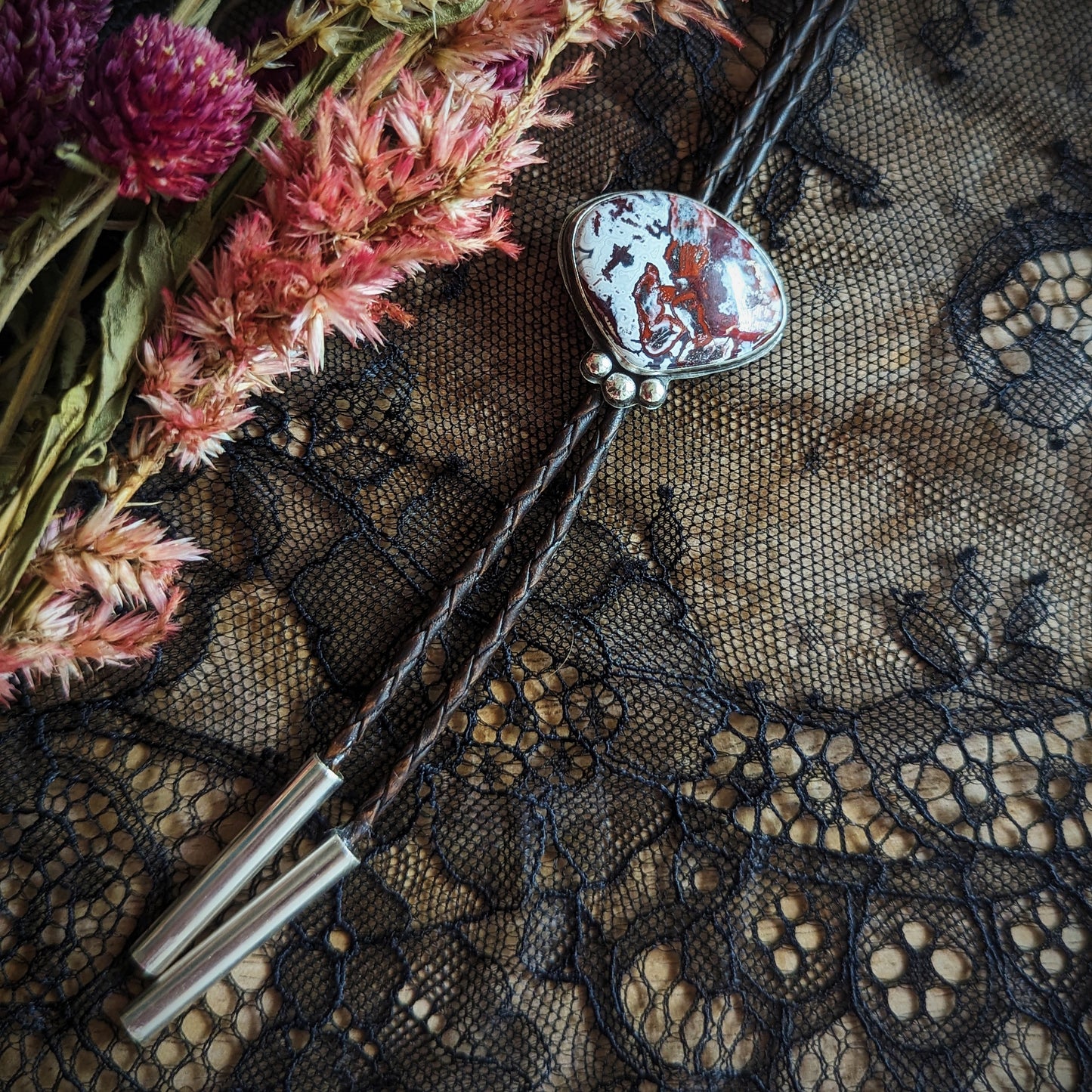 Painted Agate Bolo Tie