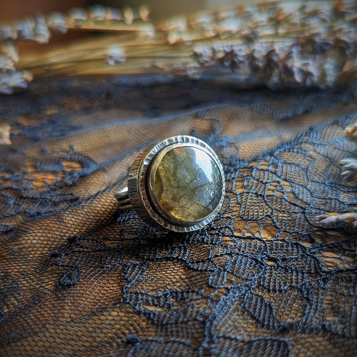 Labradorite Hollowform Ring- Size 7