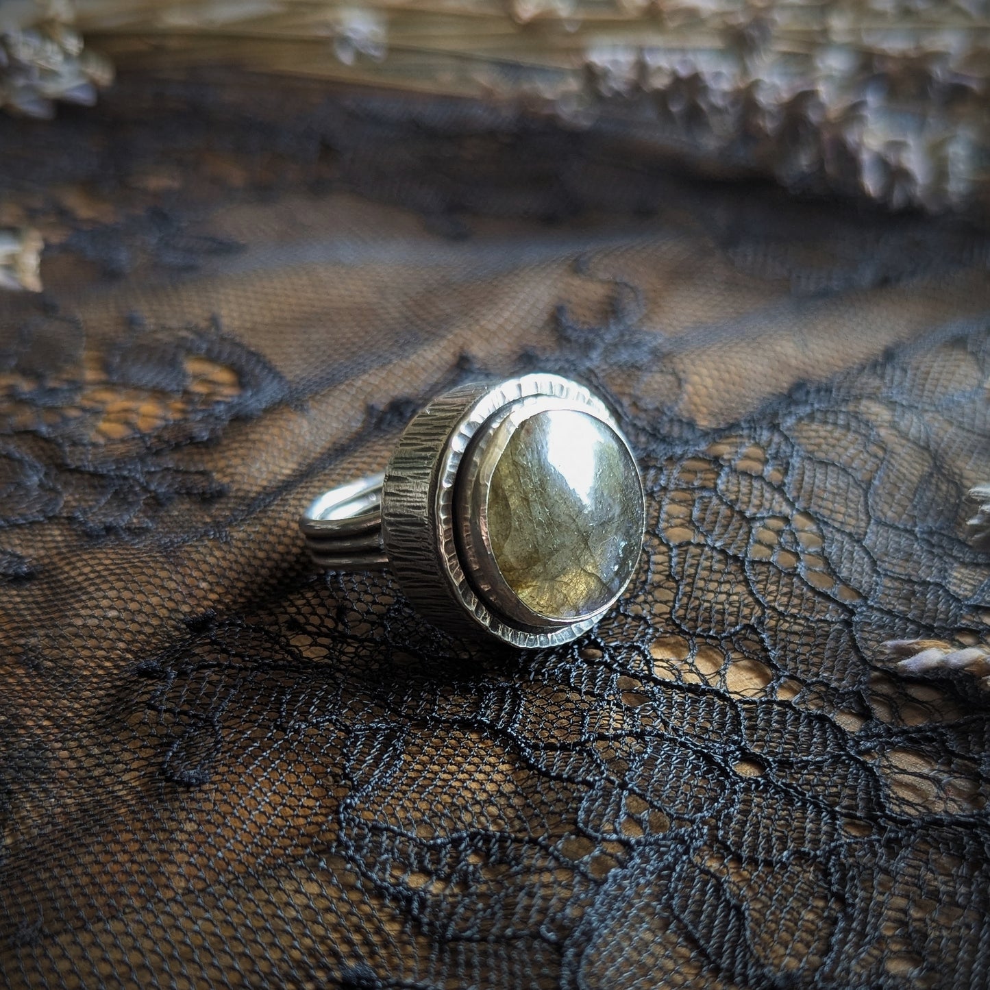 Labradorite Hollowform Ring- Size 7