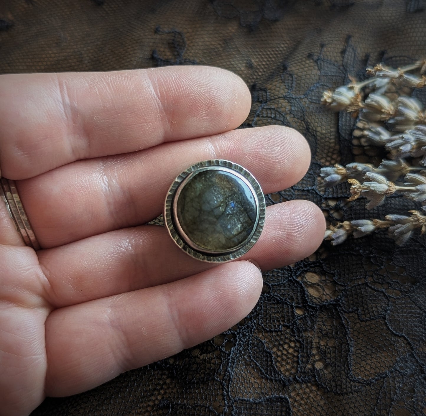Labradorite Hollowform Ring- Size 7