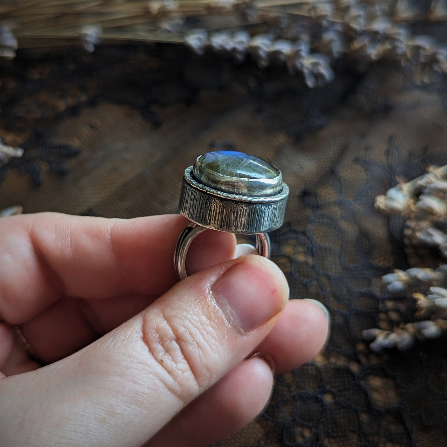 Labradorite Hollowform Ring- Size 7