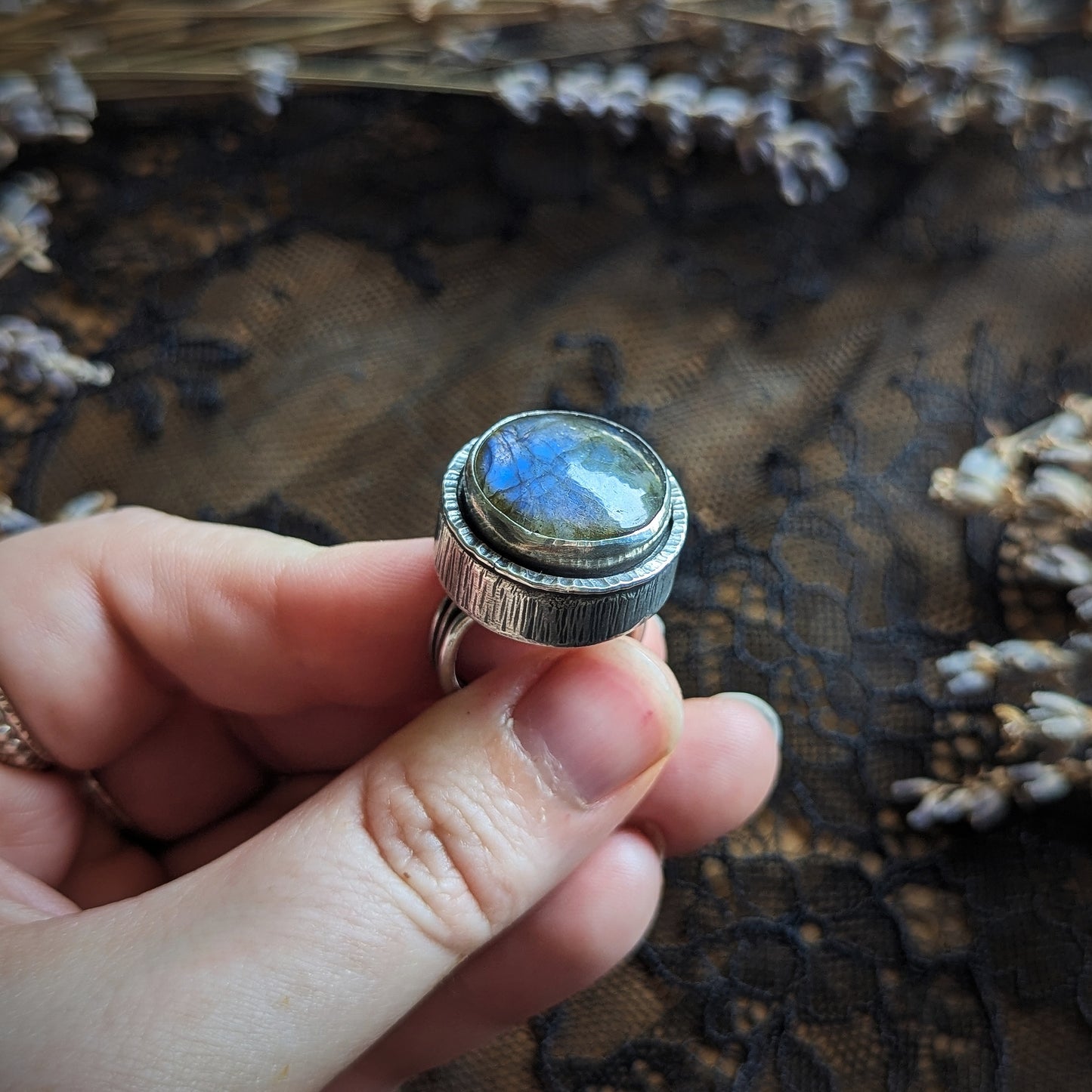 Labradorite Hollowform Ring- Size 7