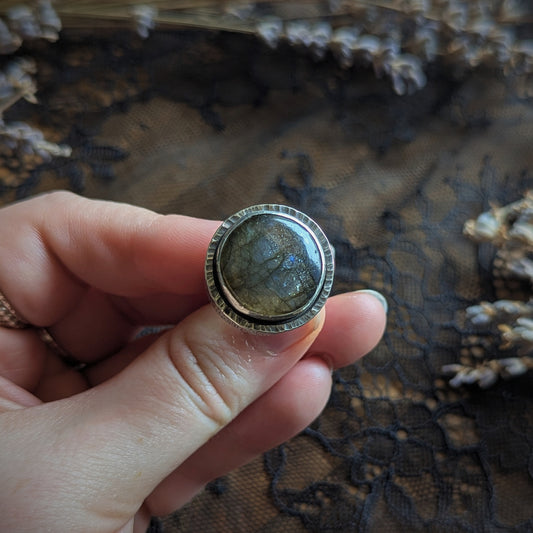 Labradorite Hollowform Ring- Size 7