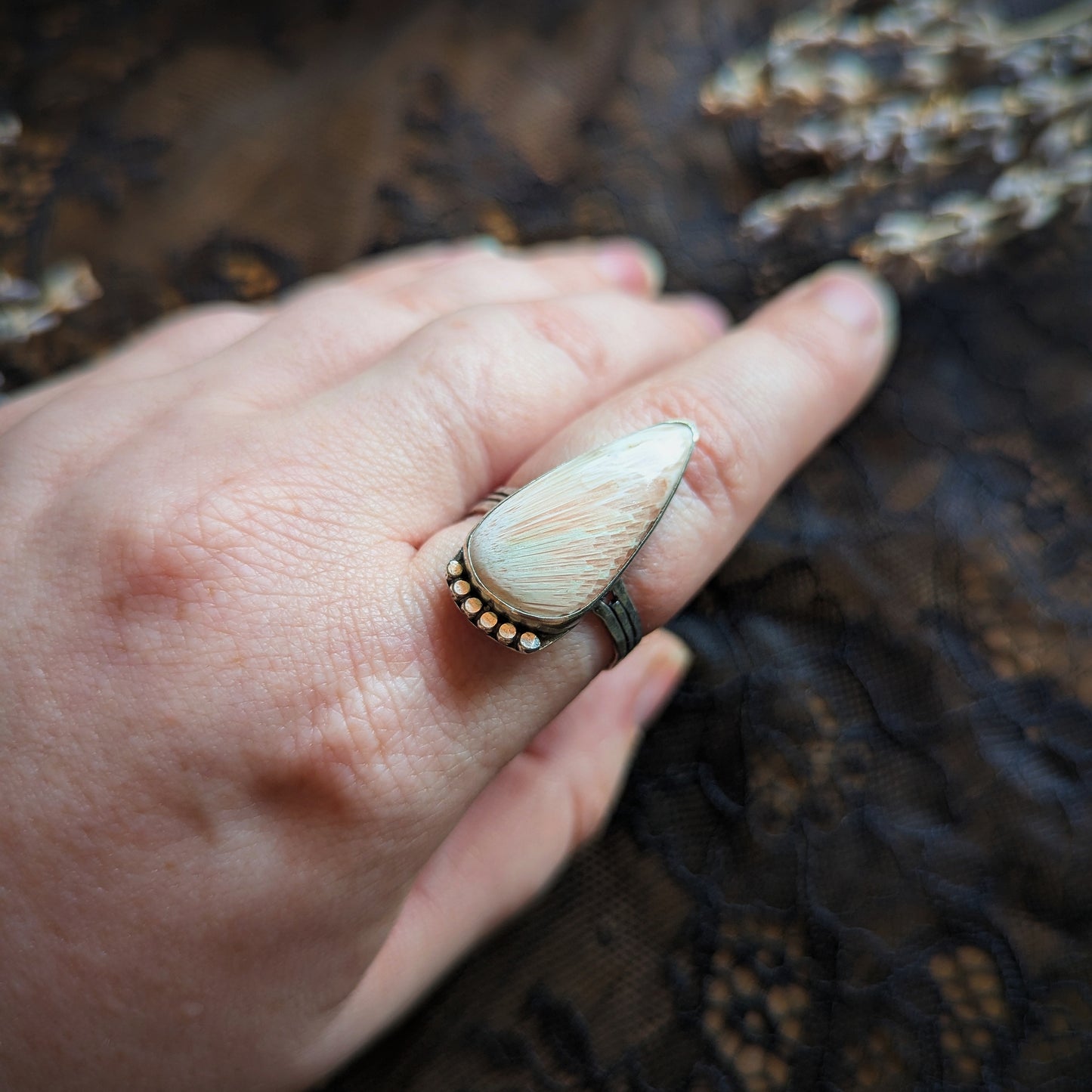 Scolecite Dagger Ring- Size 11