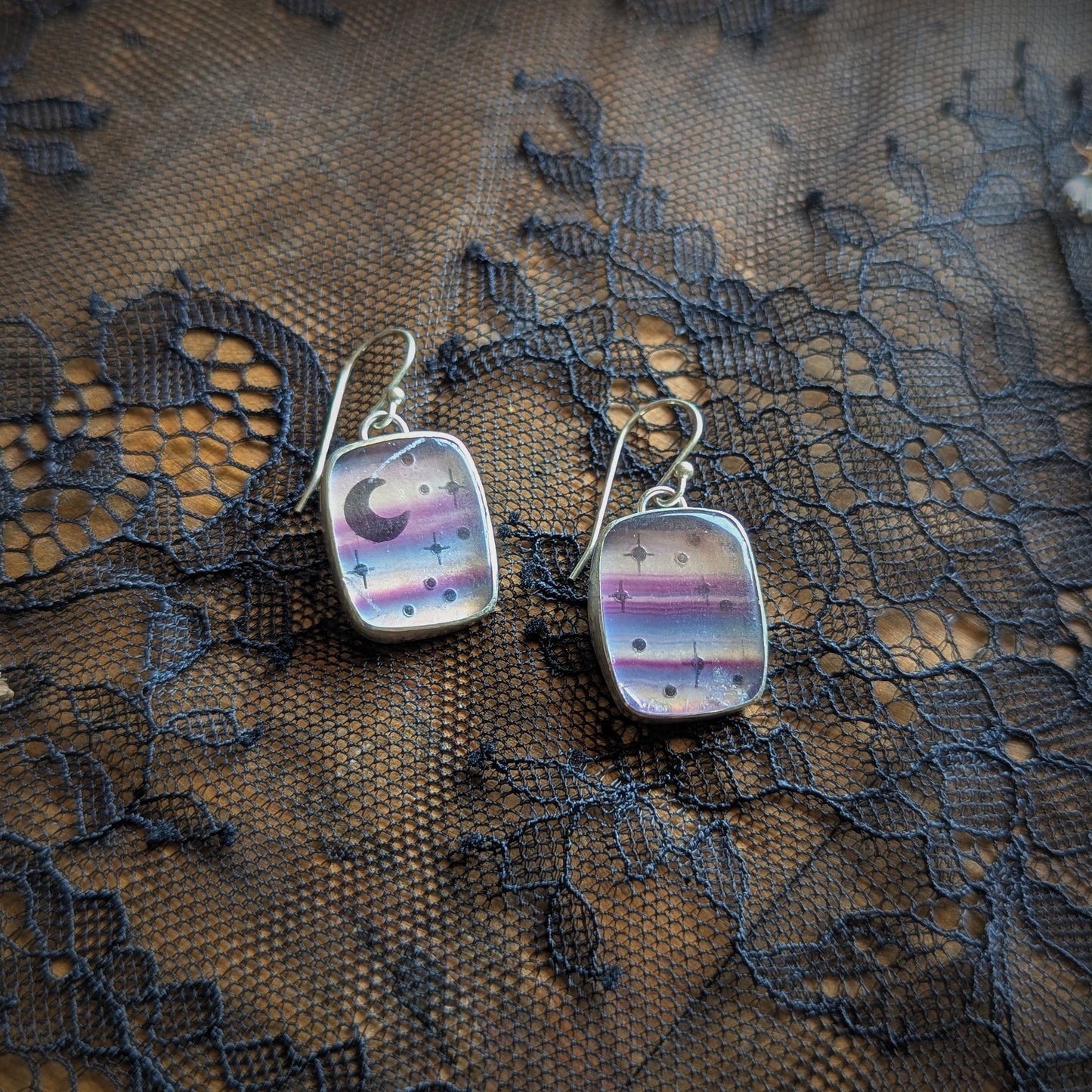 Fluorite Starry Night Earrings