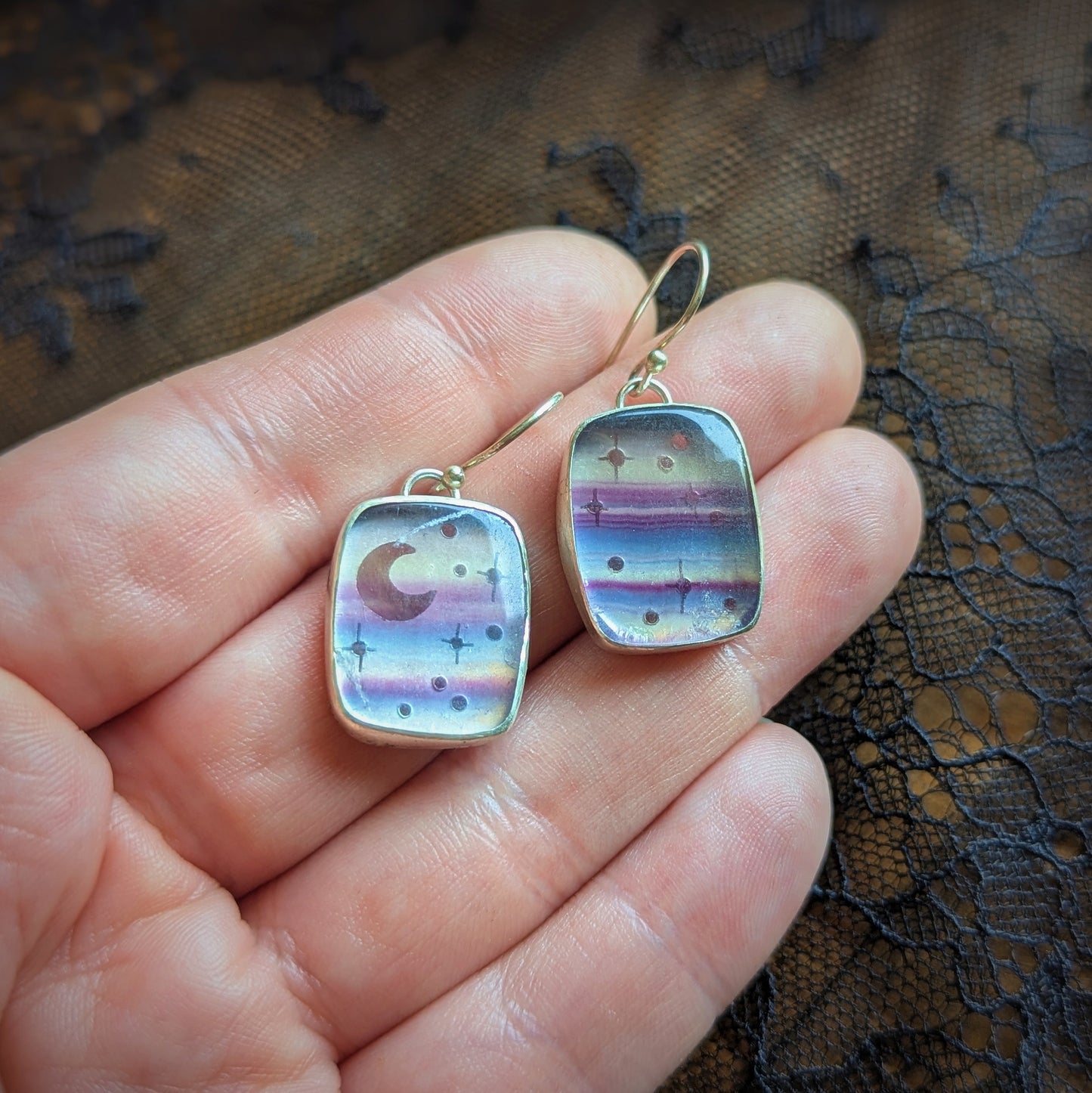 Fluorite Starry Night Earrings