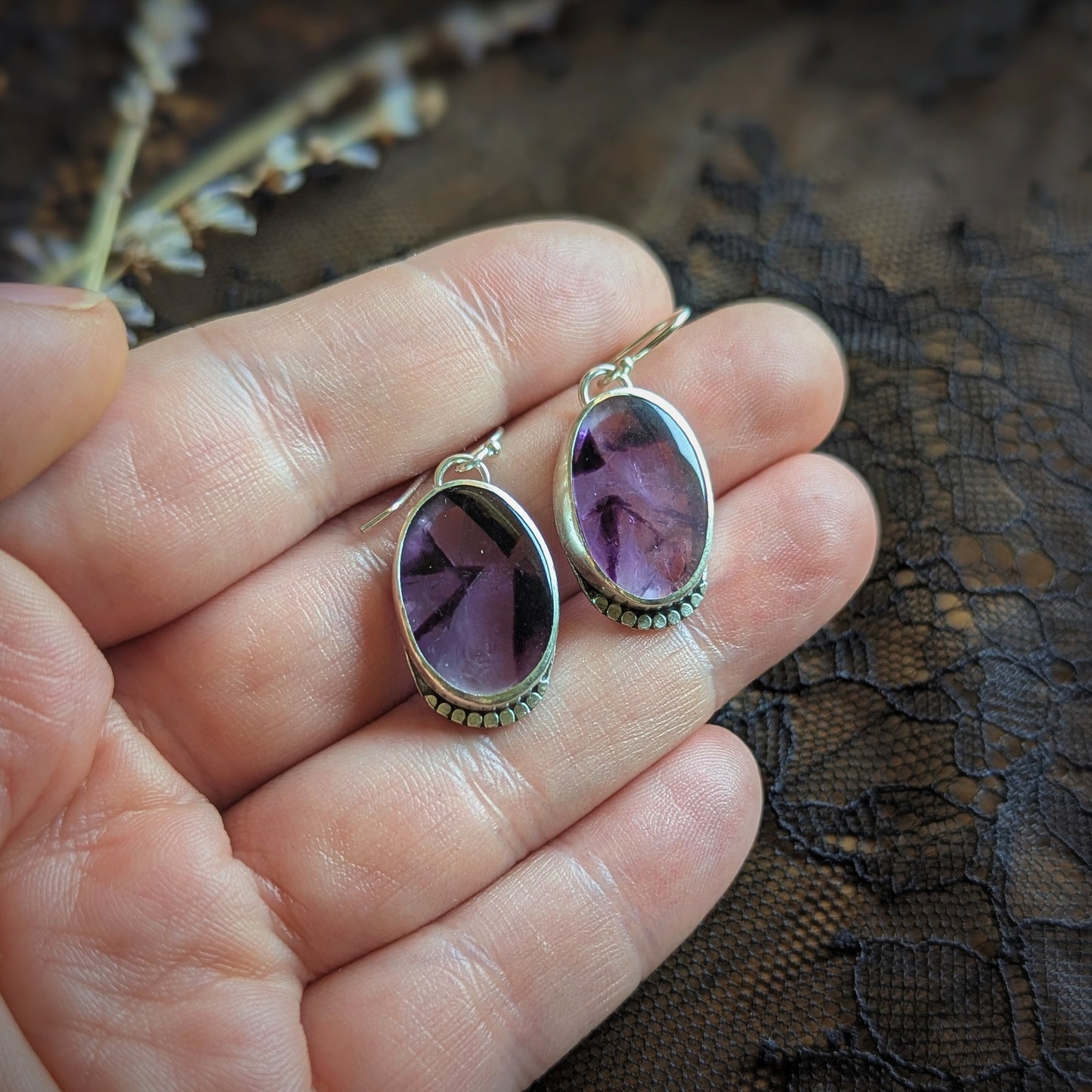 Amethyst Window Earrings