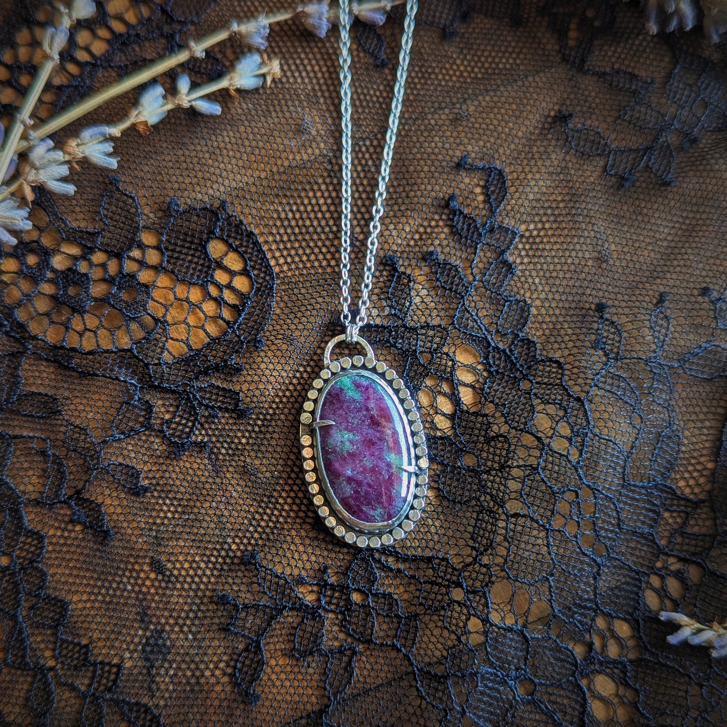 Ruby Zoisite Oval Necklace