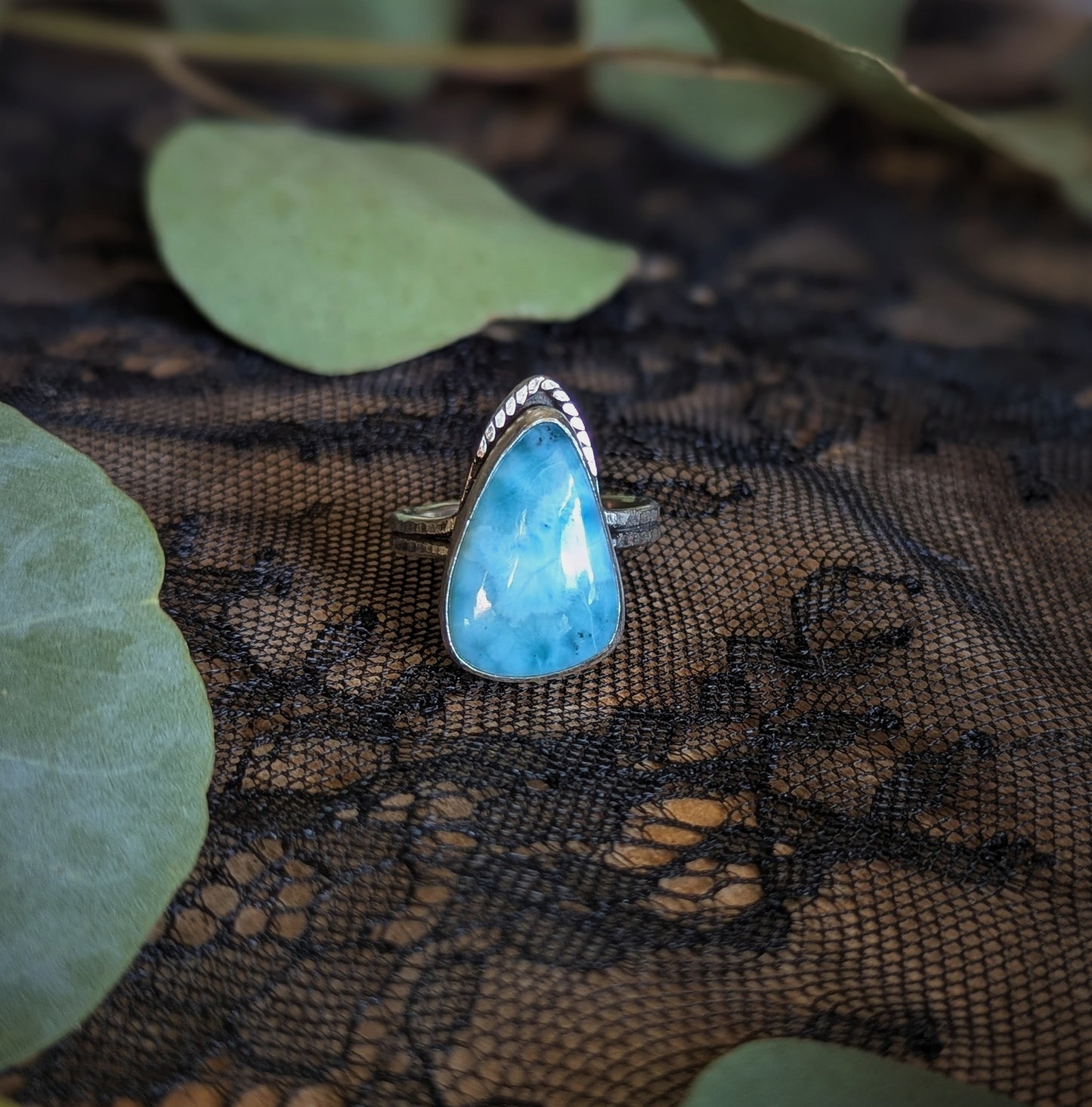 Larimar Feather Ring- Size 9