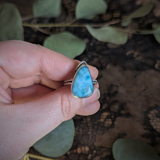 Larimar Feather Ring- Size 9