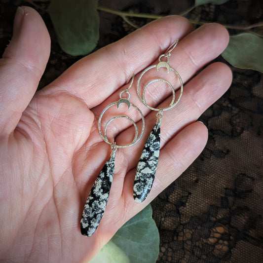 Snowflake Obsidian Moonstruck Earrings