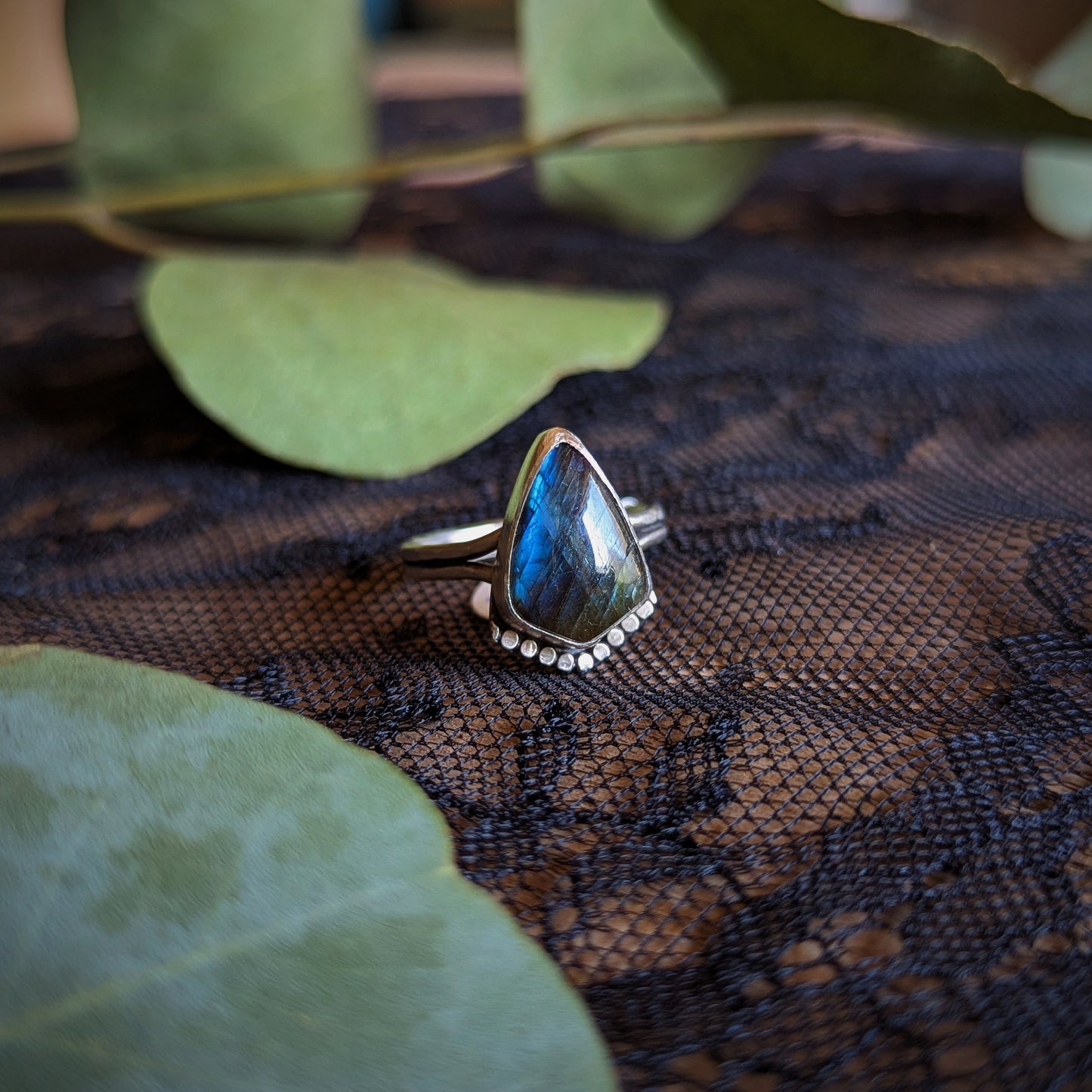 Labradorite Shield Ring- Size 6