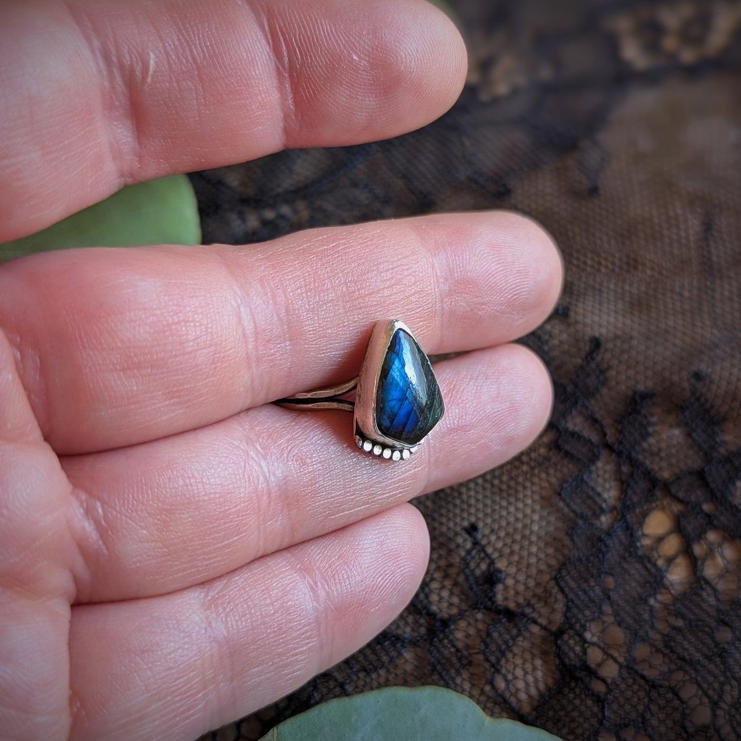 Labradorite Shield Ring- Size 6