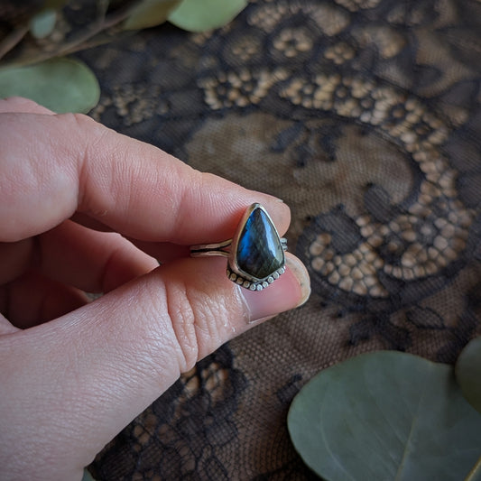 Labradorite Shield Ring- Size 6