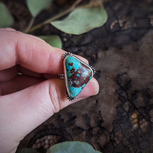 Beaded Corner Chrysocolla Ring- Size 7