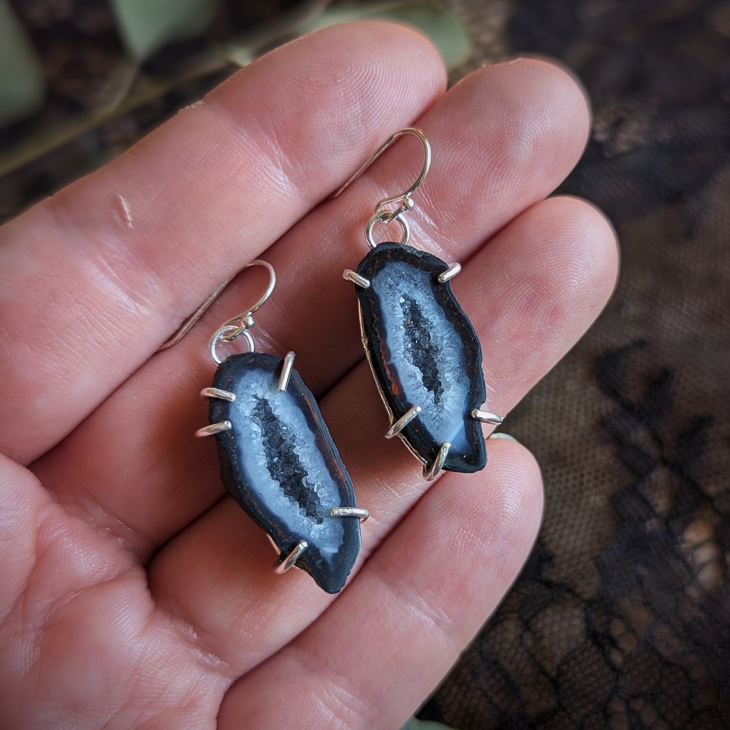Blue Geode Earrings