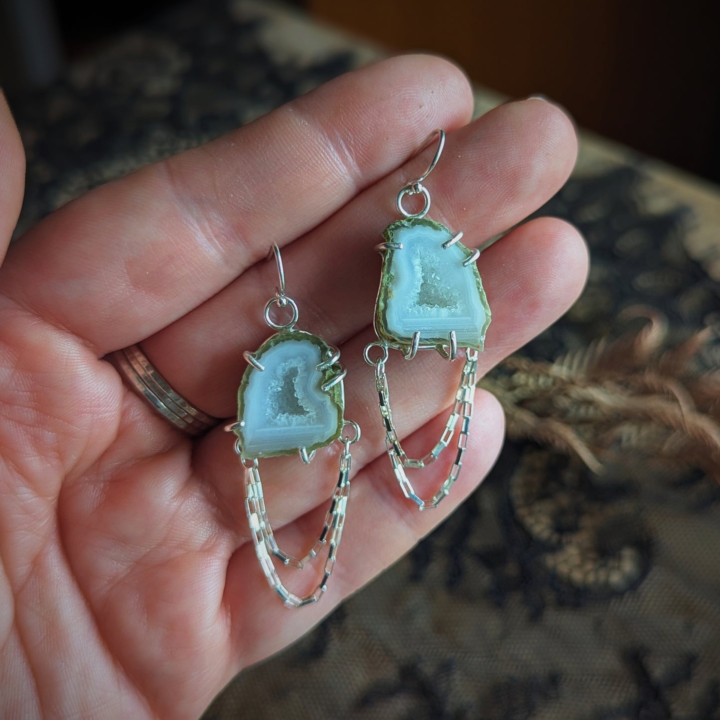 White Geode Drip Earrings