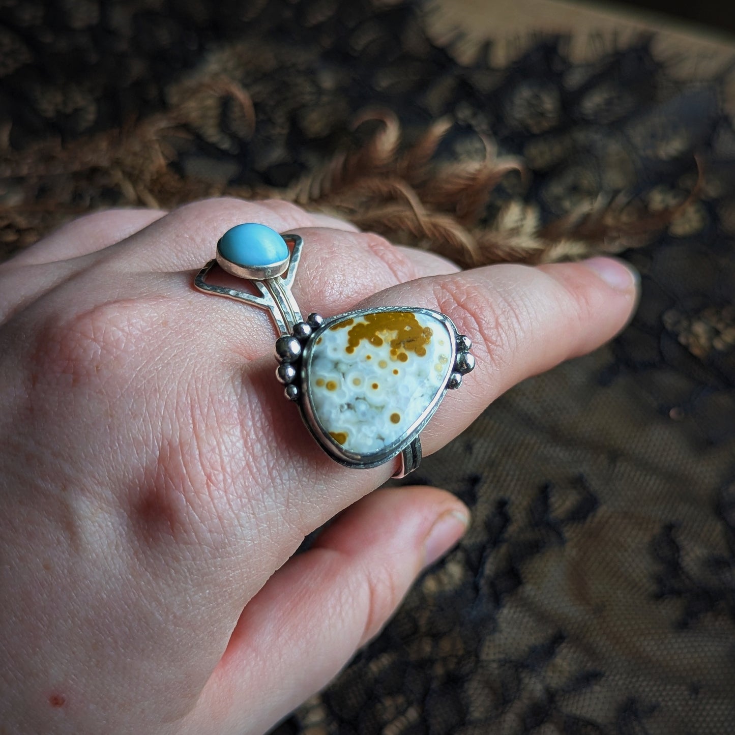 Ocean Jasper Bubble Ring-Size 11