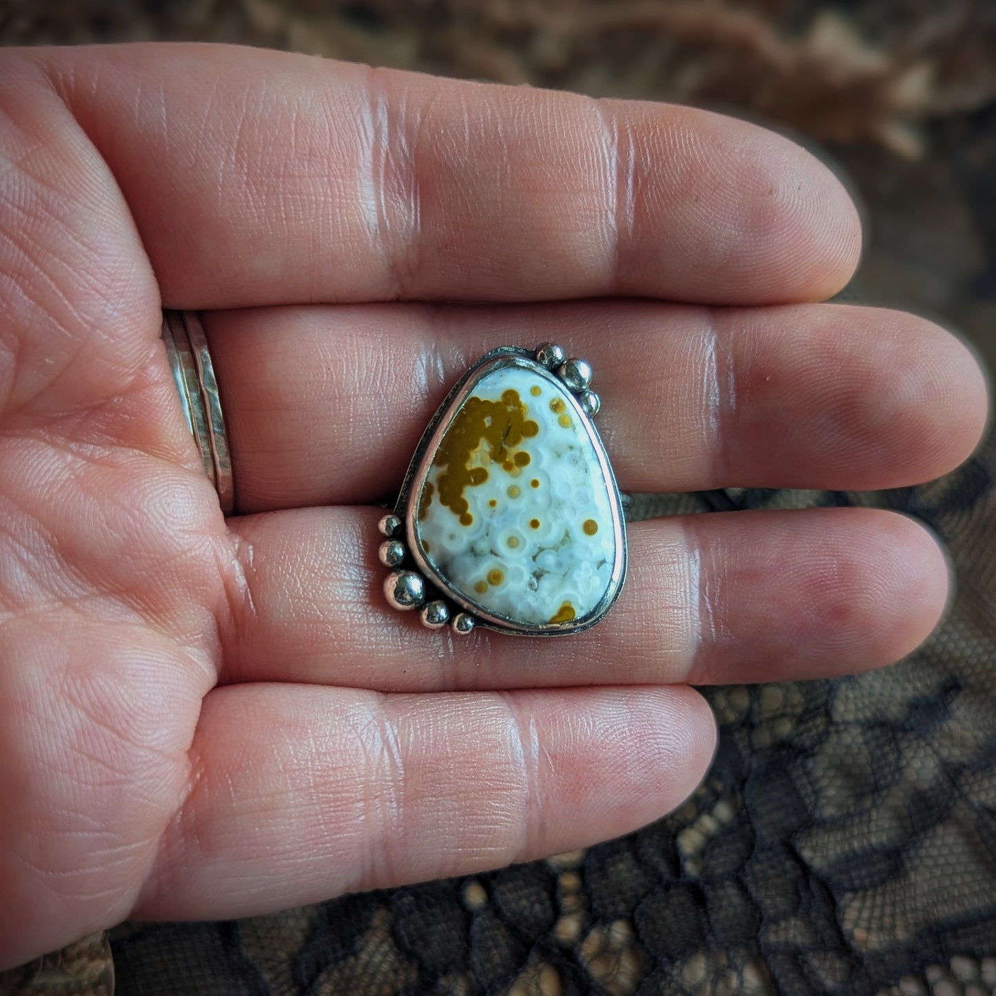 Ocean Jasper Bubble Ring-Size 11