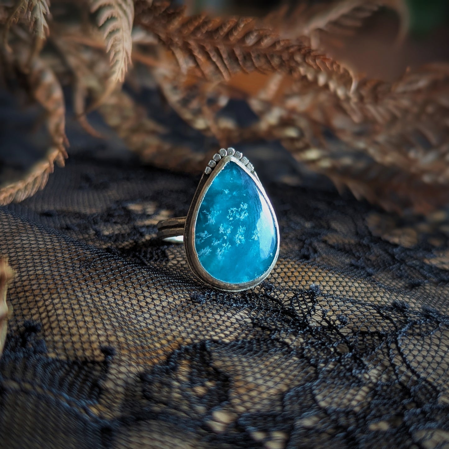 Bright Blue Drop Ring- Size 9