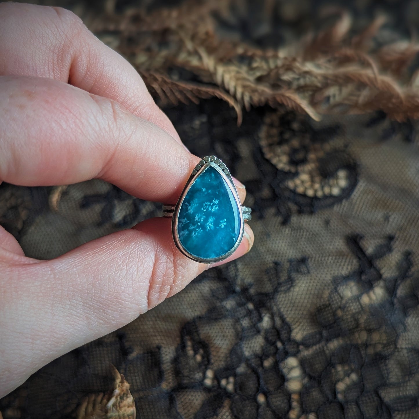 Bright Blue Drop Ring- Size 9