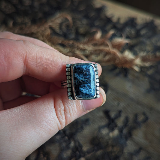 Pietresite Beaded Rectangle Ring- Size 7