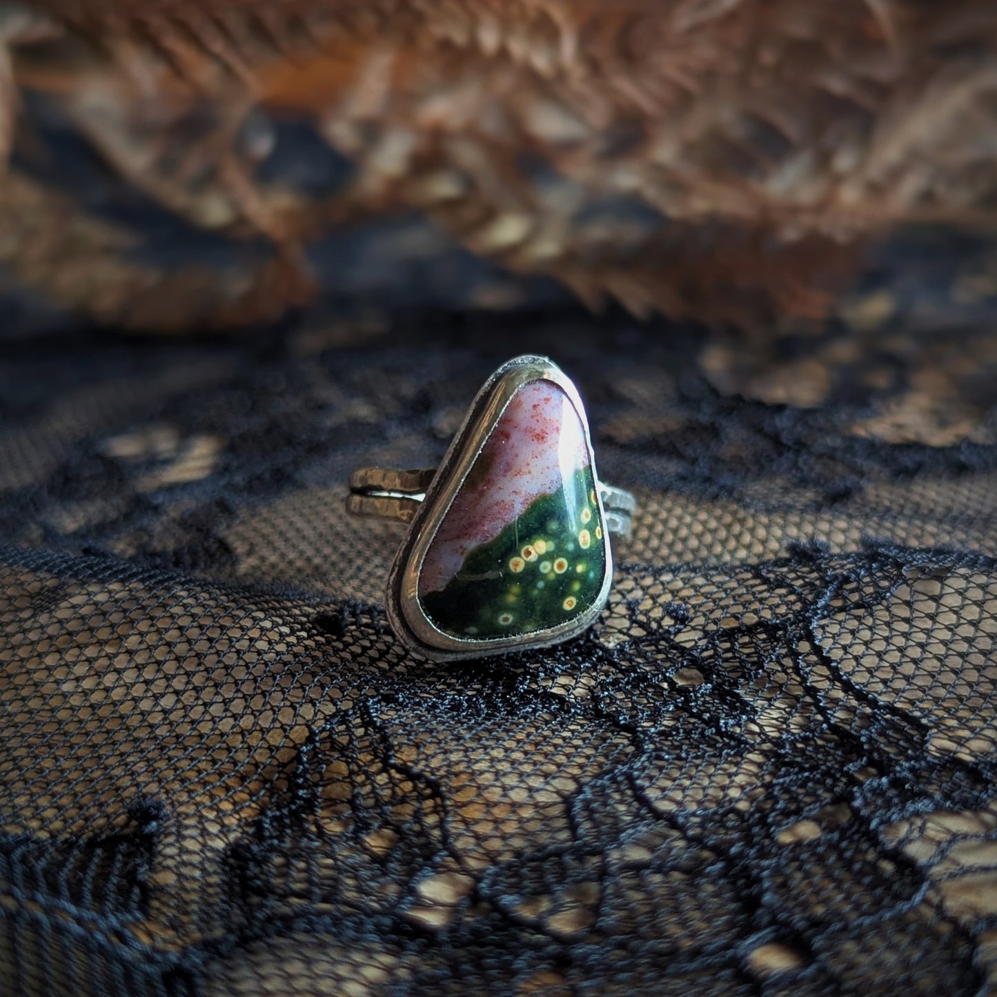 Ocean Jasper Triangle Ring- Size 7