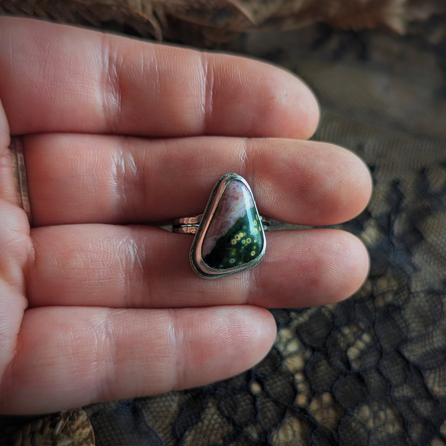 Ocean Jasper Triangle Ring- Size 7